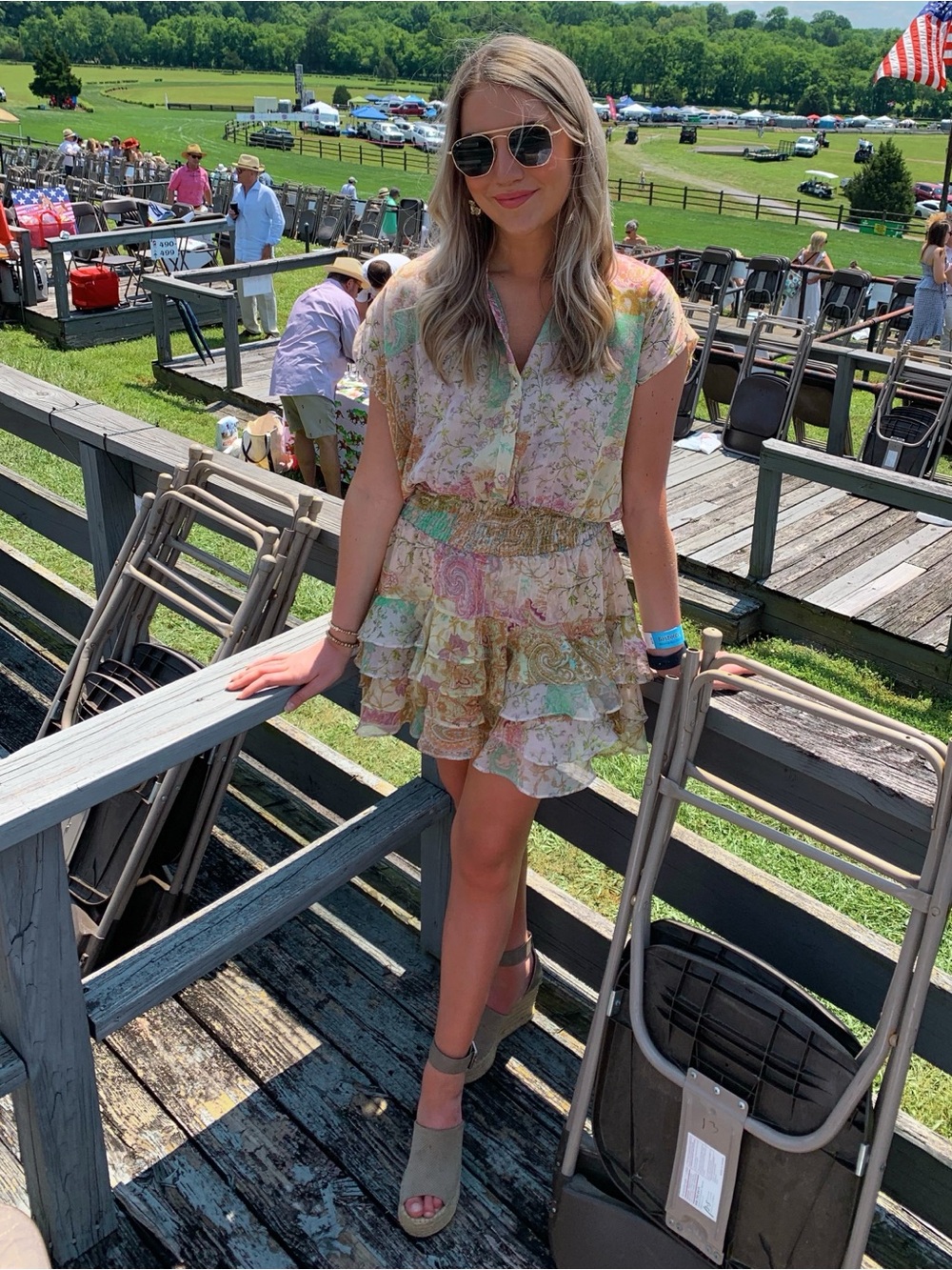 MISA Los Angeles Pastel Paisley Ruffled Dress